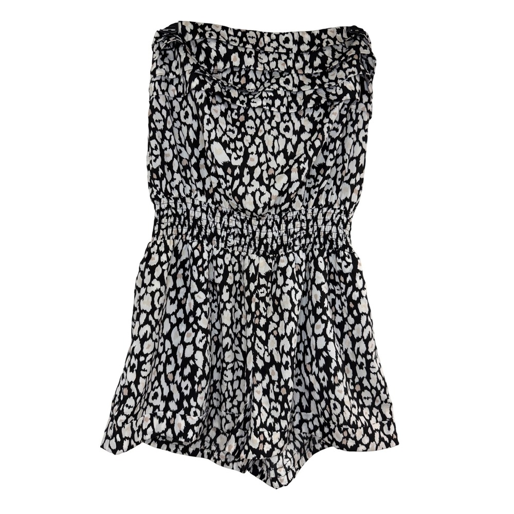 bebe Strapless Romper Women Medium Black White Excellent